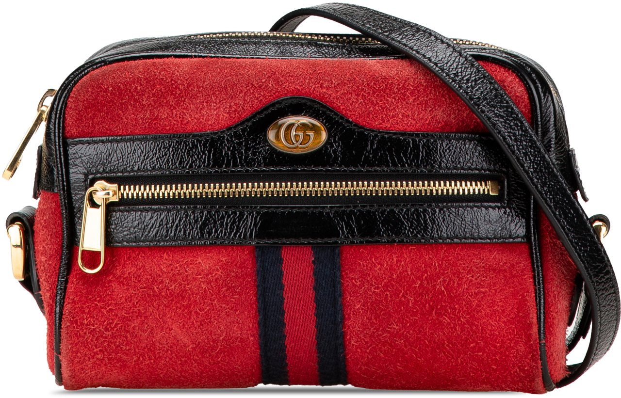 Gucci Mini Suede Ophidia Crossbody Rood