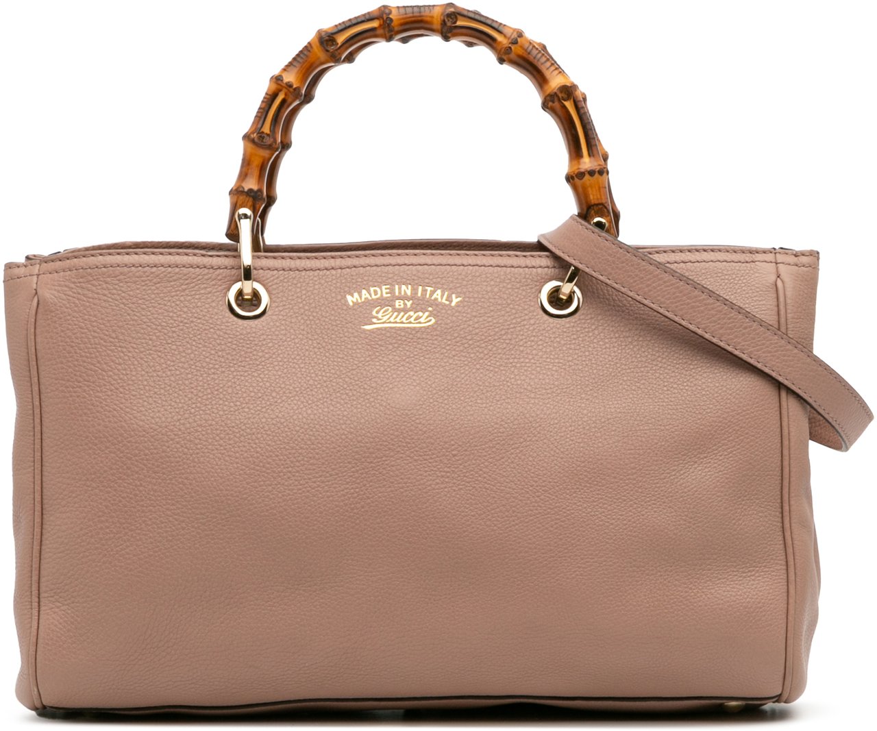 Gucci Medium Calfskin Bamboo Shopper Satchel Bruin