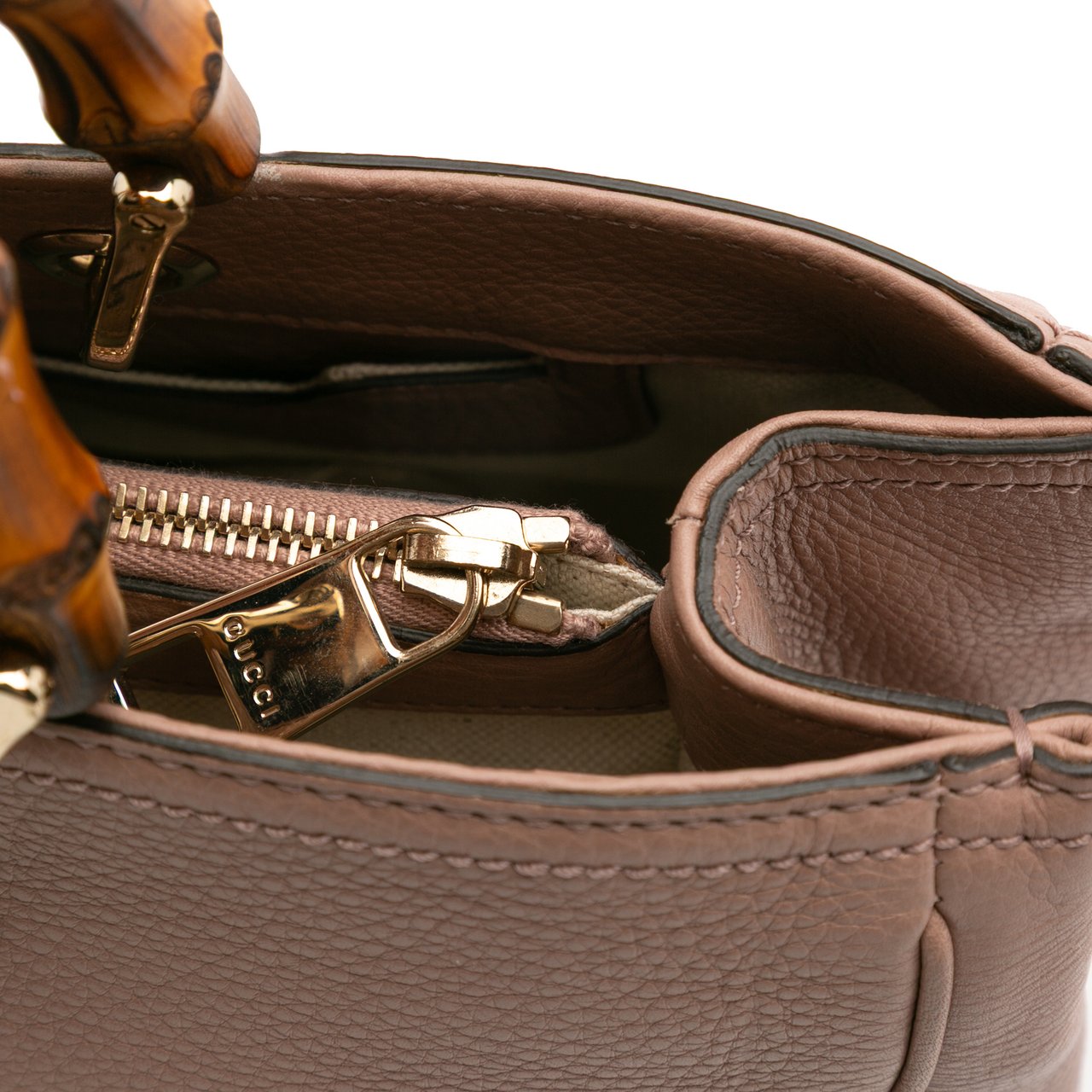 Gucci Medium Calfskin Bamboo Shopper Satchel Bruin