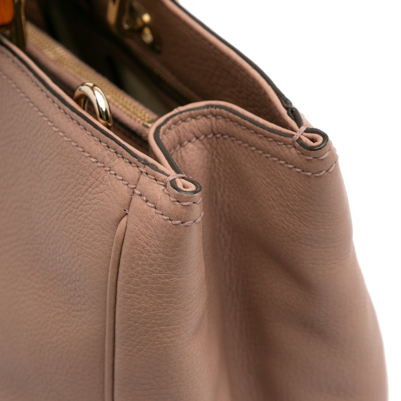 Gucci Medium Calfskin Bamboo Shopper Satchel Bruin