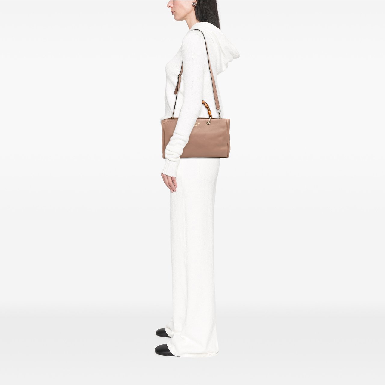 Gucci Medium Calfskin Bamboo Shopper Satchel Bruin