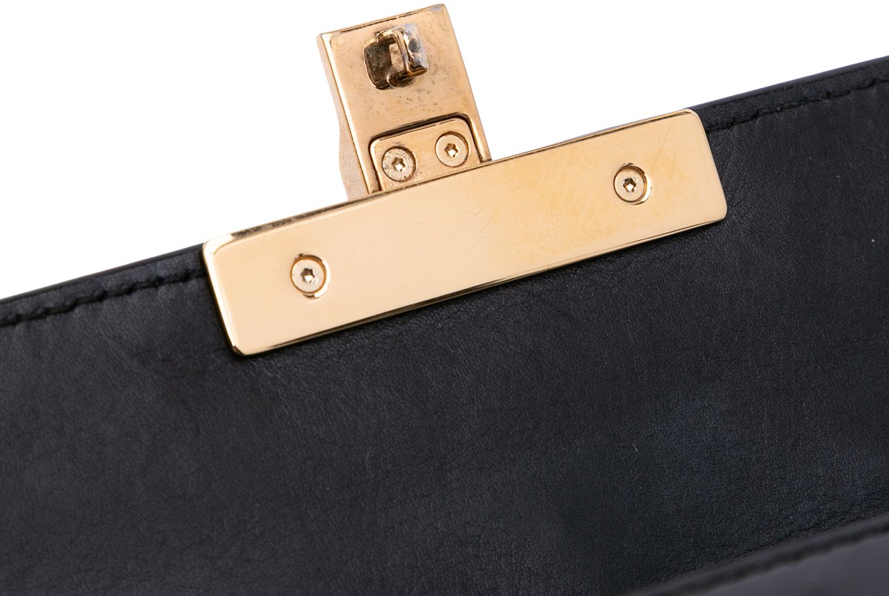 Gucci Small Pearl Studded Leather Padlock Crossbody Zwart