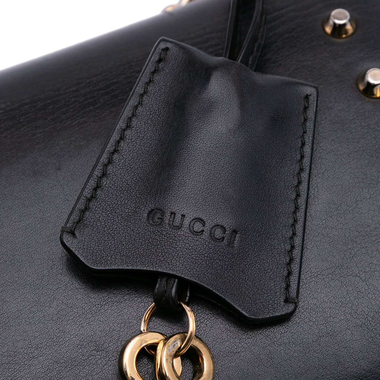 Gucci Small Pearl Studded Leather Padlock Crossbody Zwart