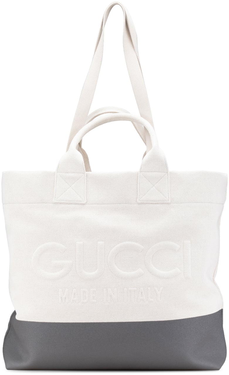 Gucci Canvas Embossed Logo Tote Wit