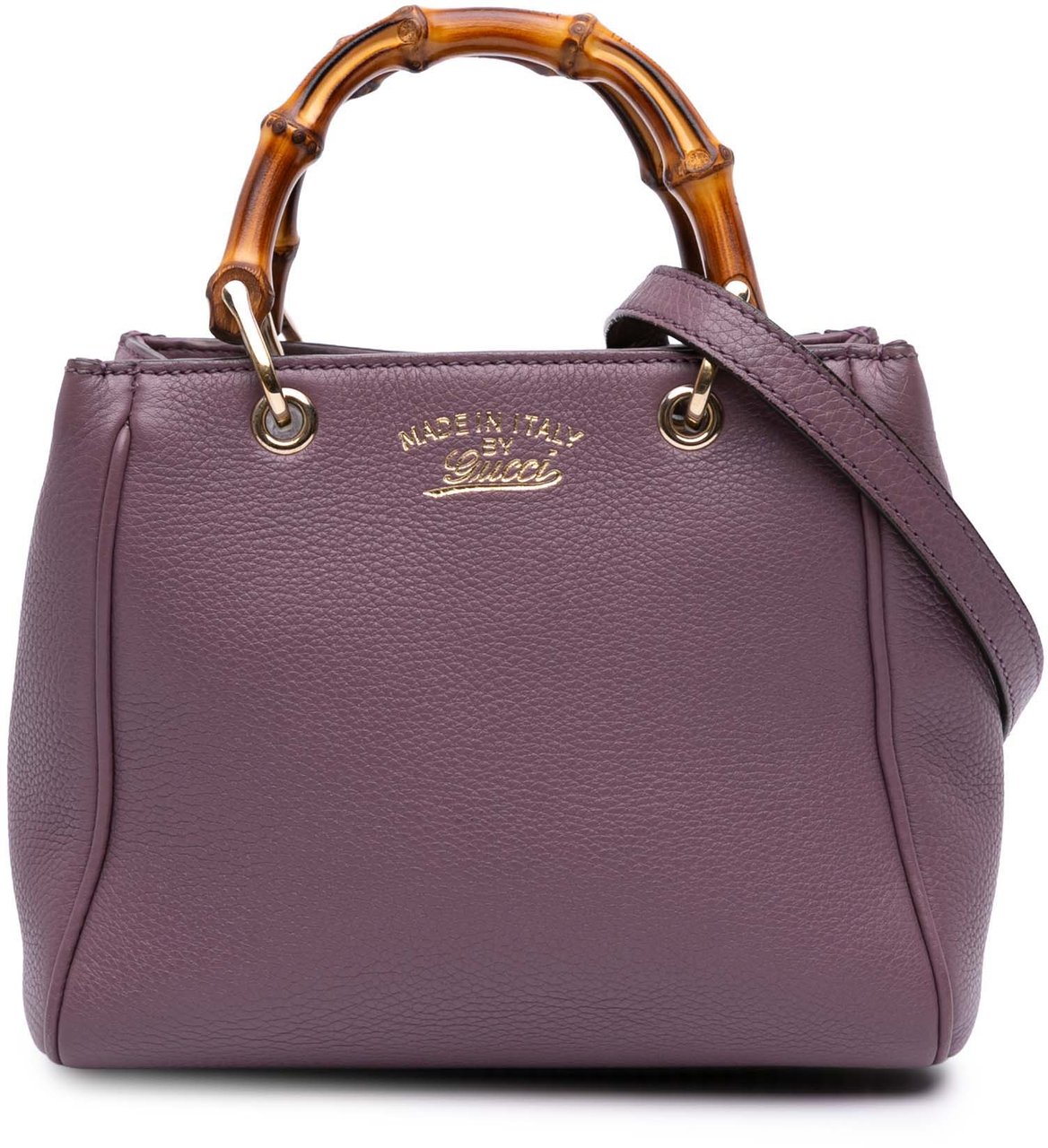 Gucci Mini Calfskin Bamboo Shopper Satchel Paars