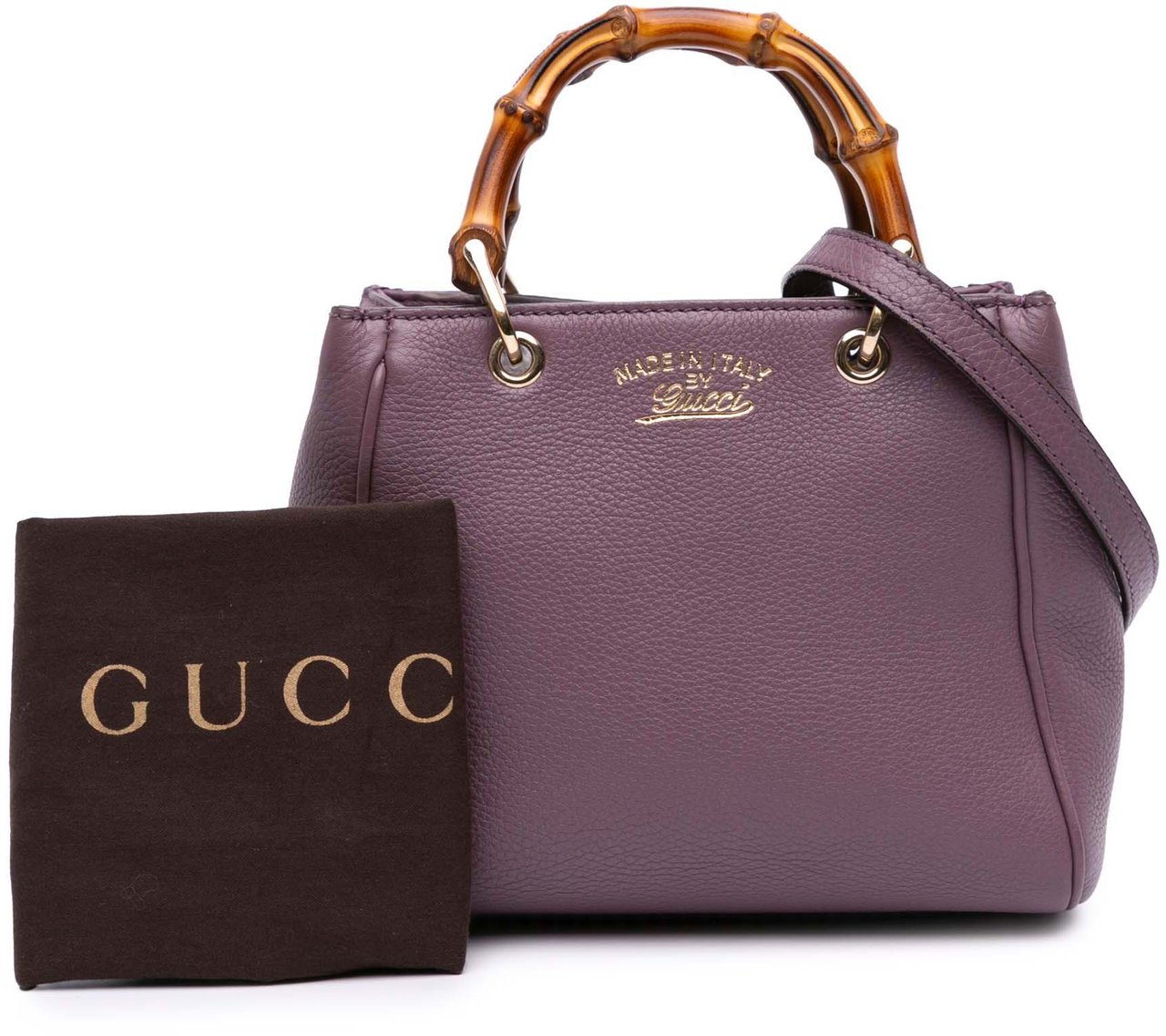 Gucci Mini Calfskin Bamboo Shopper Satchel Paars