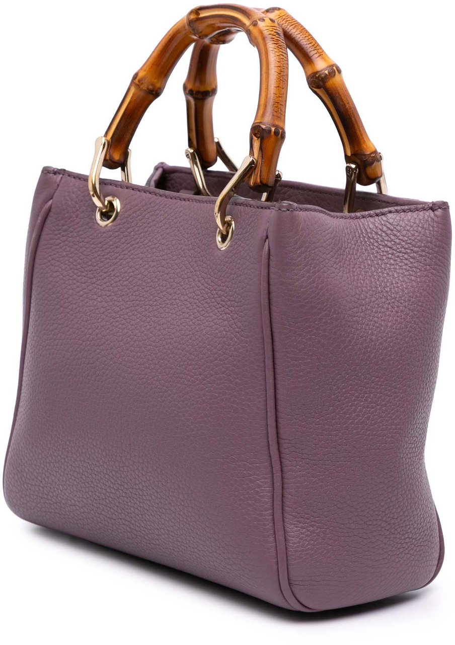 Gucci Mini Calfskin Bamboo Shopper Satchel Paars