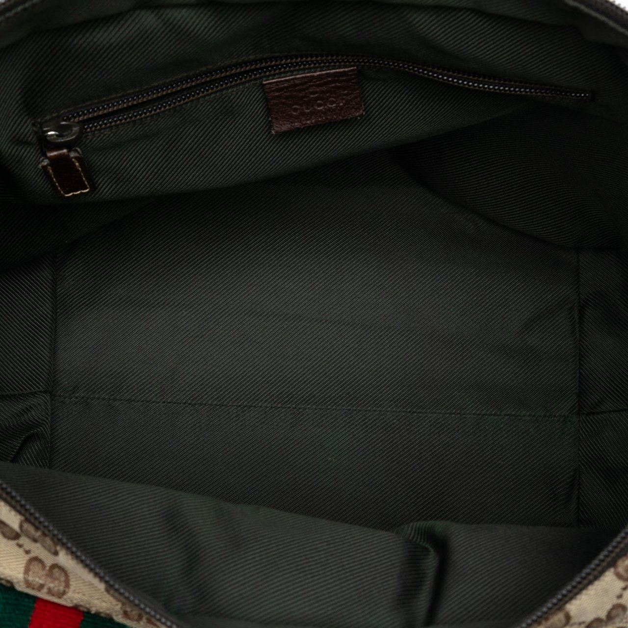 Gucci GG Canvas Web Tote Bruin