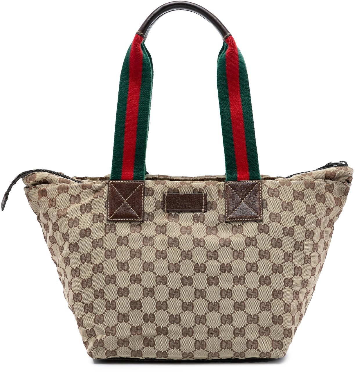 Gucci GG Canvas Web Tote Bruin