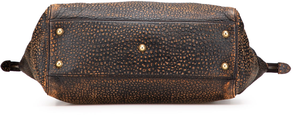 Gucci Embossed Leather Weekender Bag Bruin