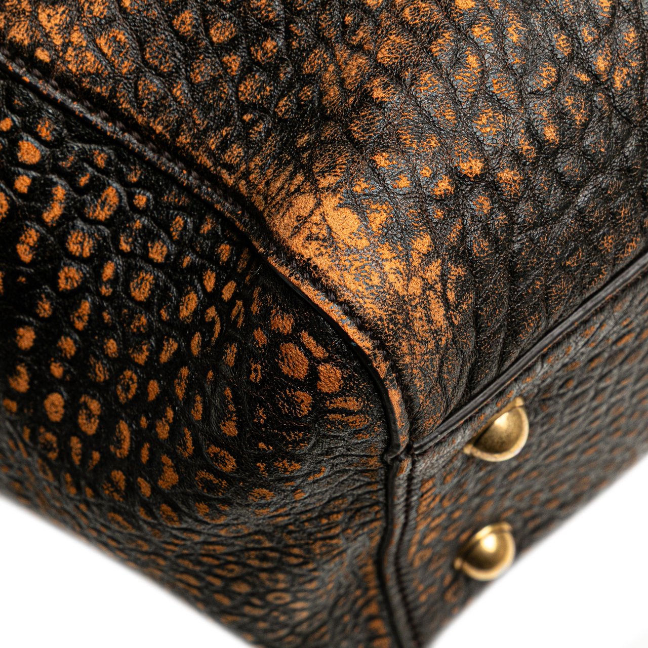 Gucci Embossed Leather Weekender Bag Bruin