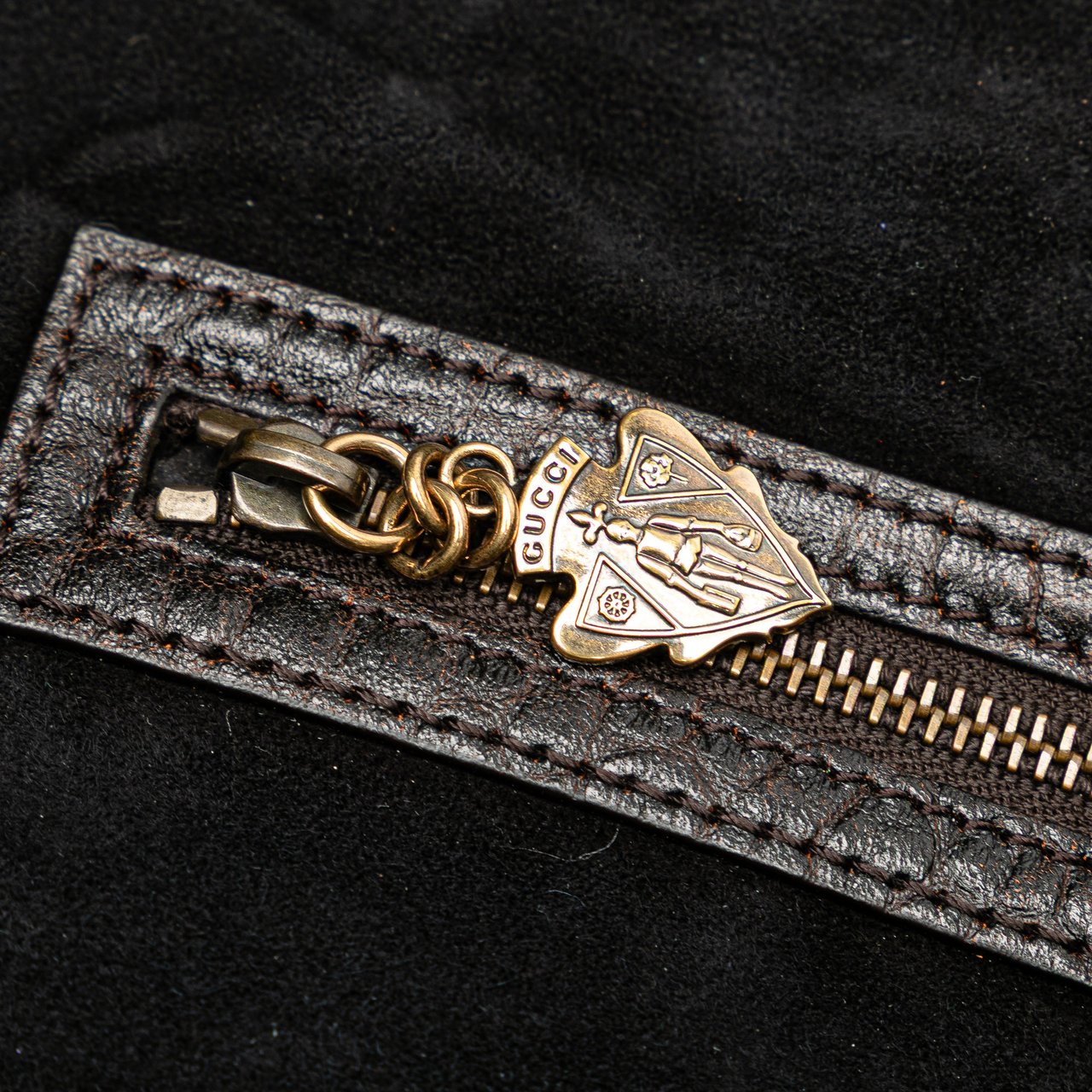 Gucci Embossed Leather Weekender Bag Bruin