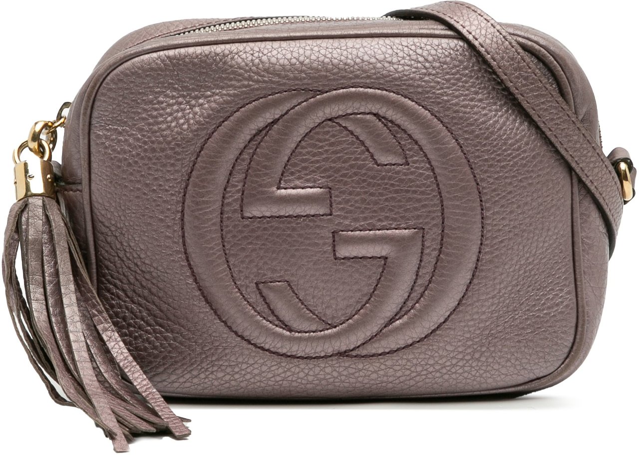 Gucci Metallic Leather Soho Disco Crossbody Paars
