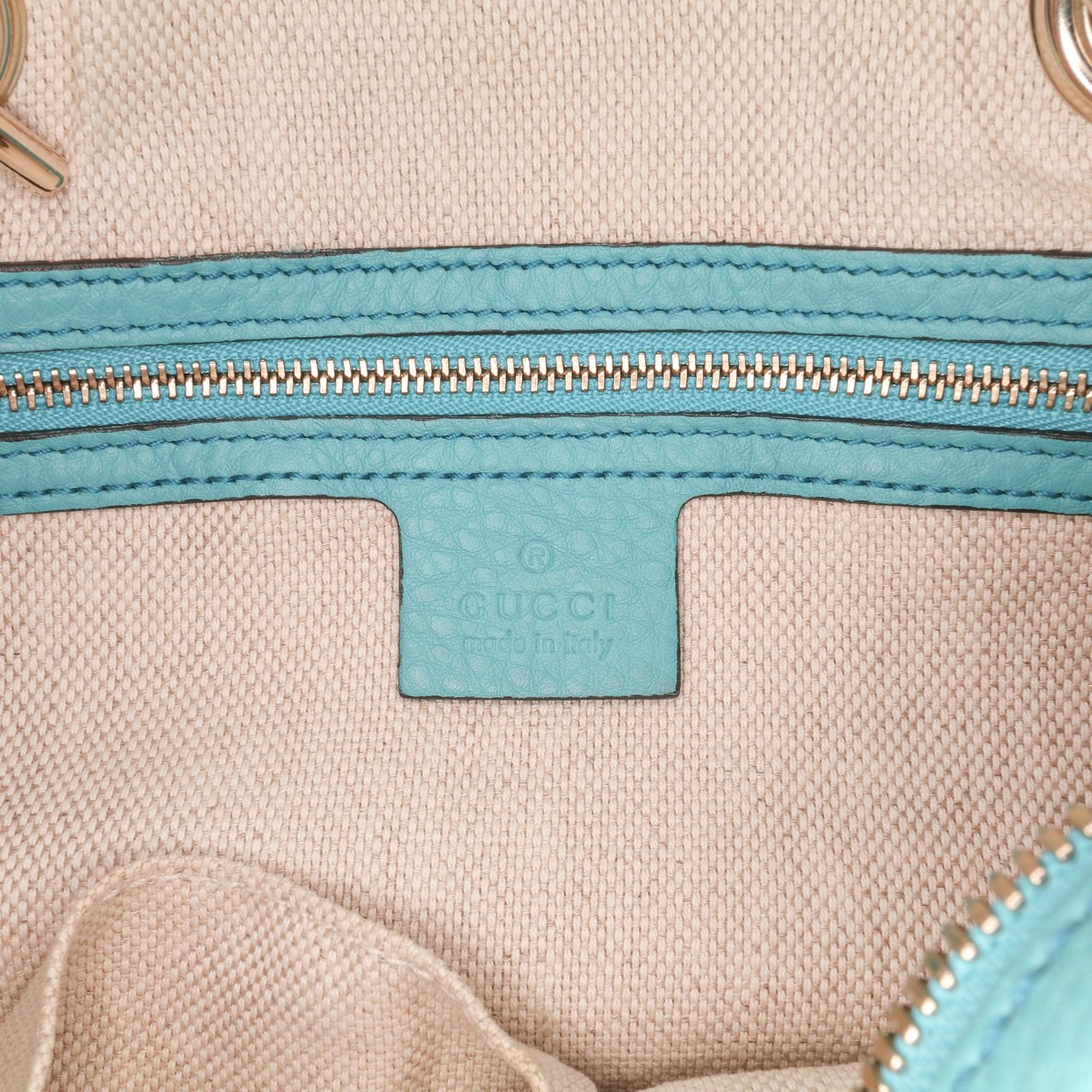 Gucci Leather Soho Chain Zip Shoulder Bag Blauw