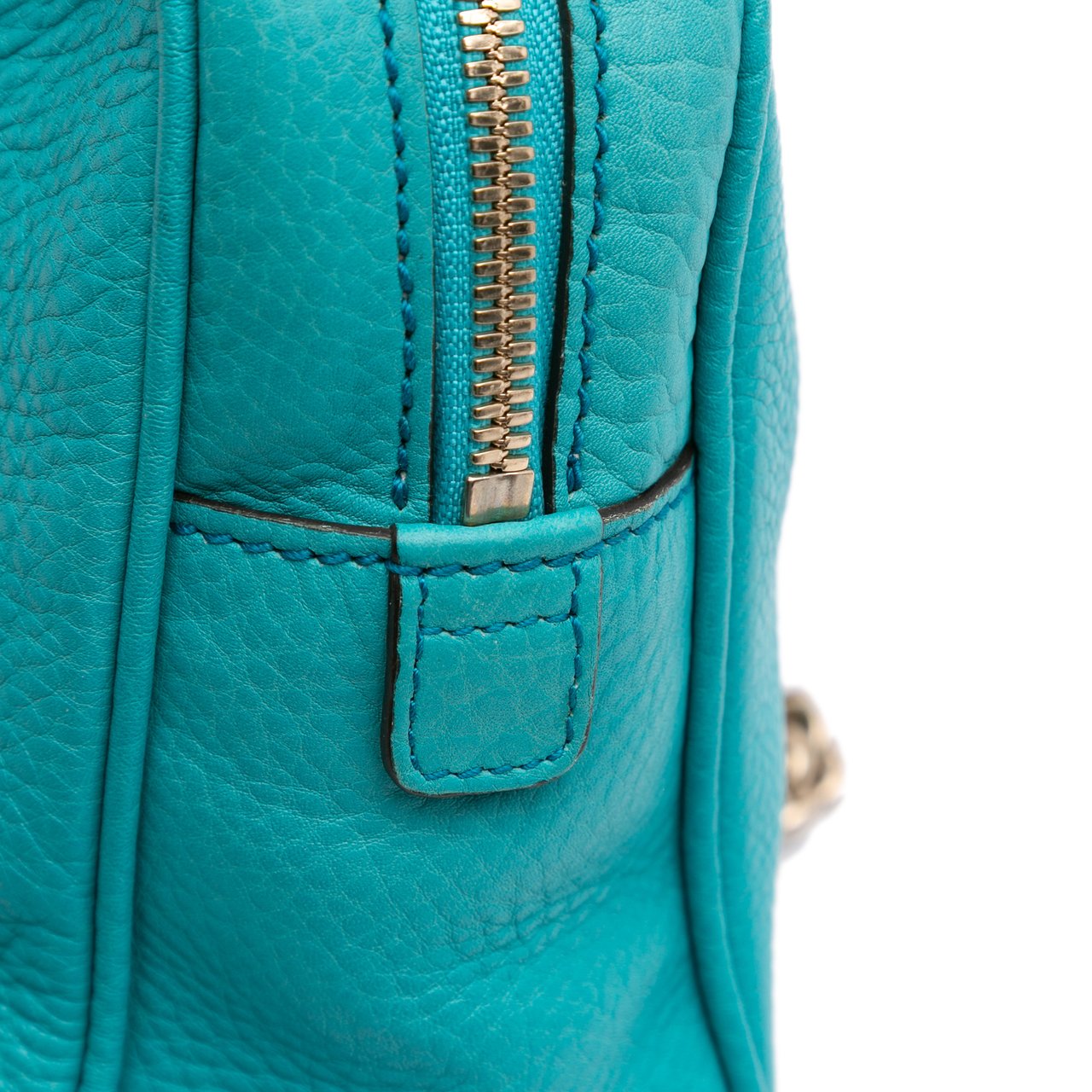 Gucci Leather Soho Chain Zip Shoulder Bag Blauw