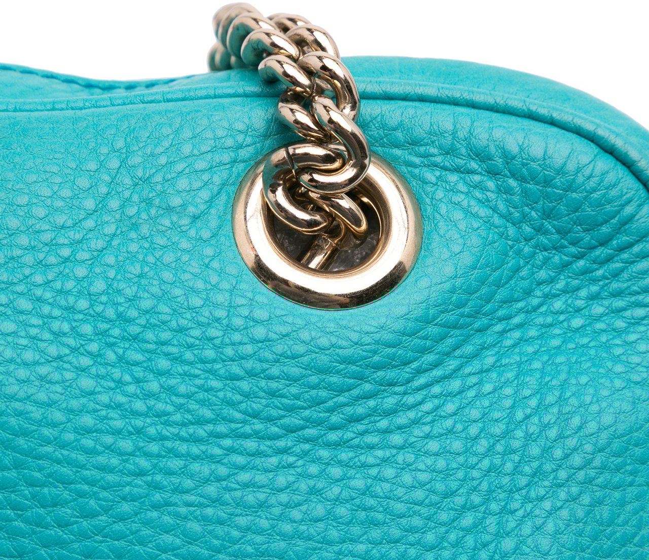 Gucci Leather Soho Chain Zip Shoulder Bag Blauw