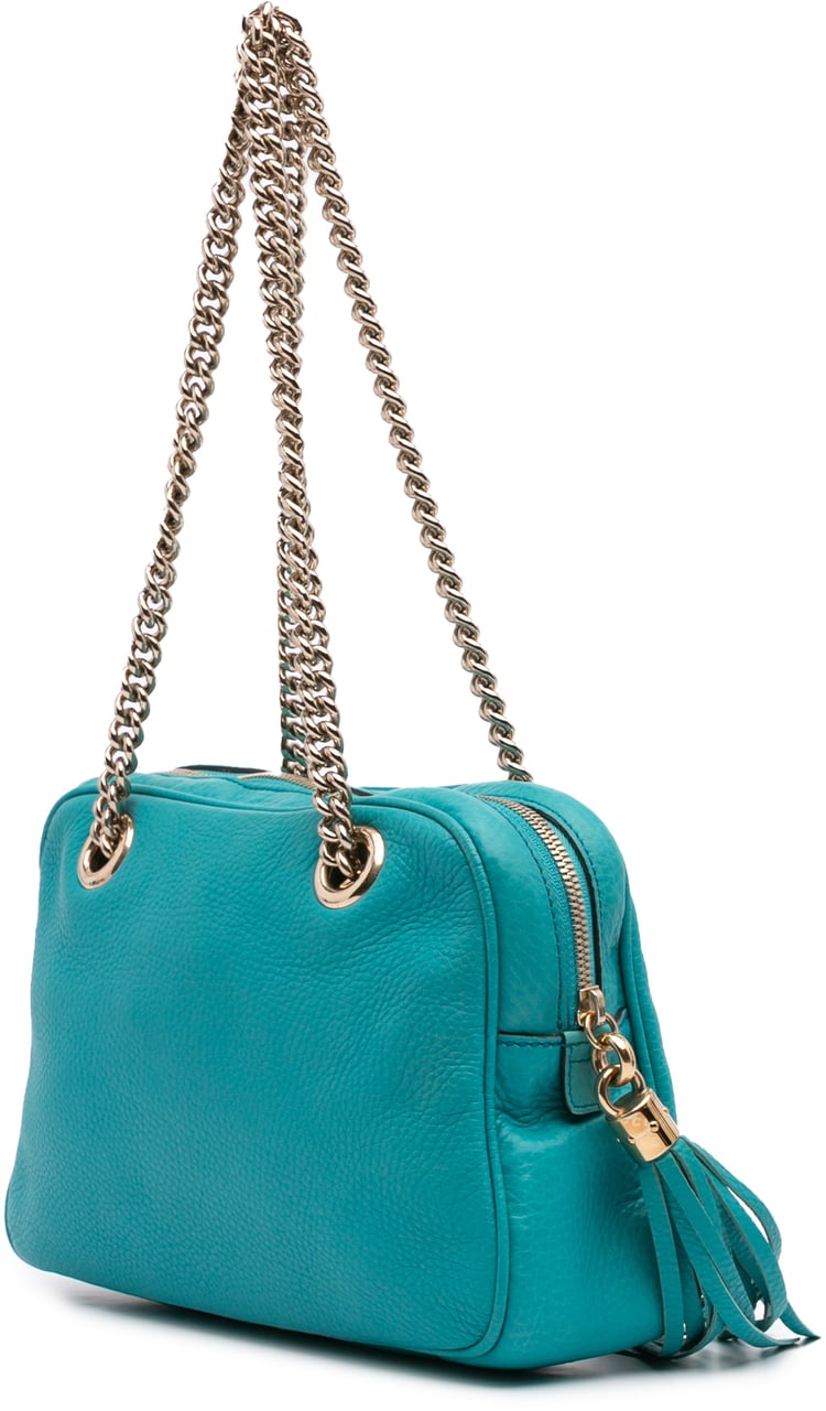 Gucci Leather Soho Chain Zip Shoulder Bag Blauw