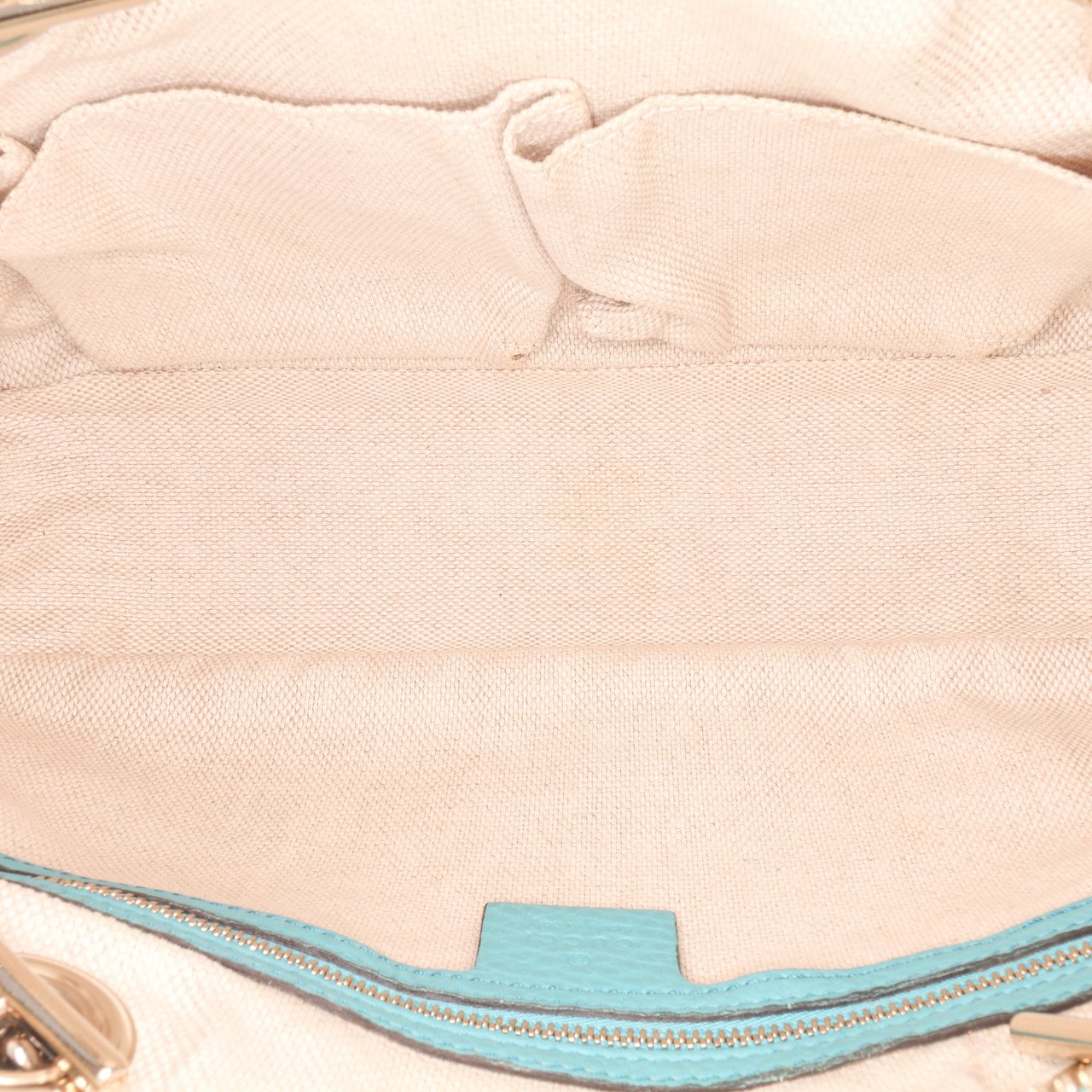 Gucci Leather Soho Chain Zip Shoulder Bag Blauw