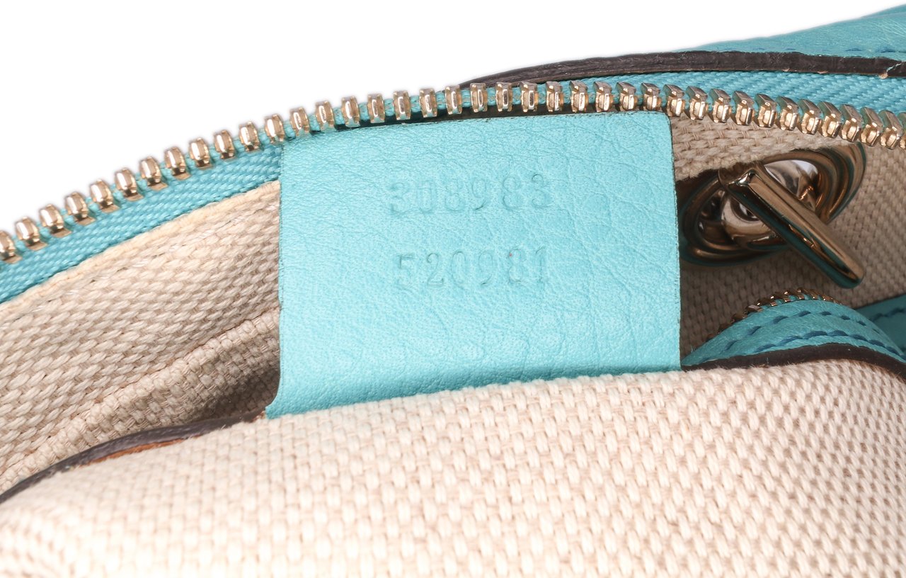 Gucci Leather Soho Chain Zip Shoulder Bag Blauw