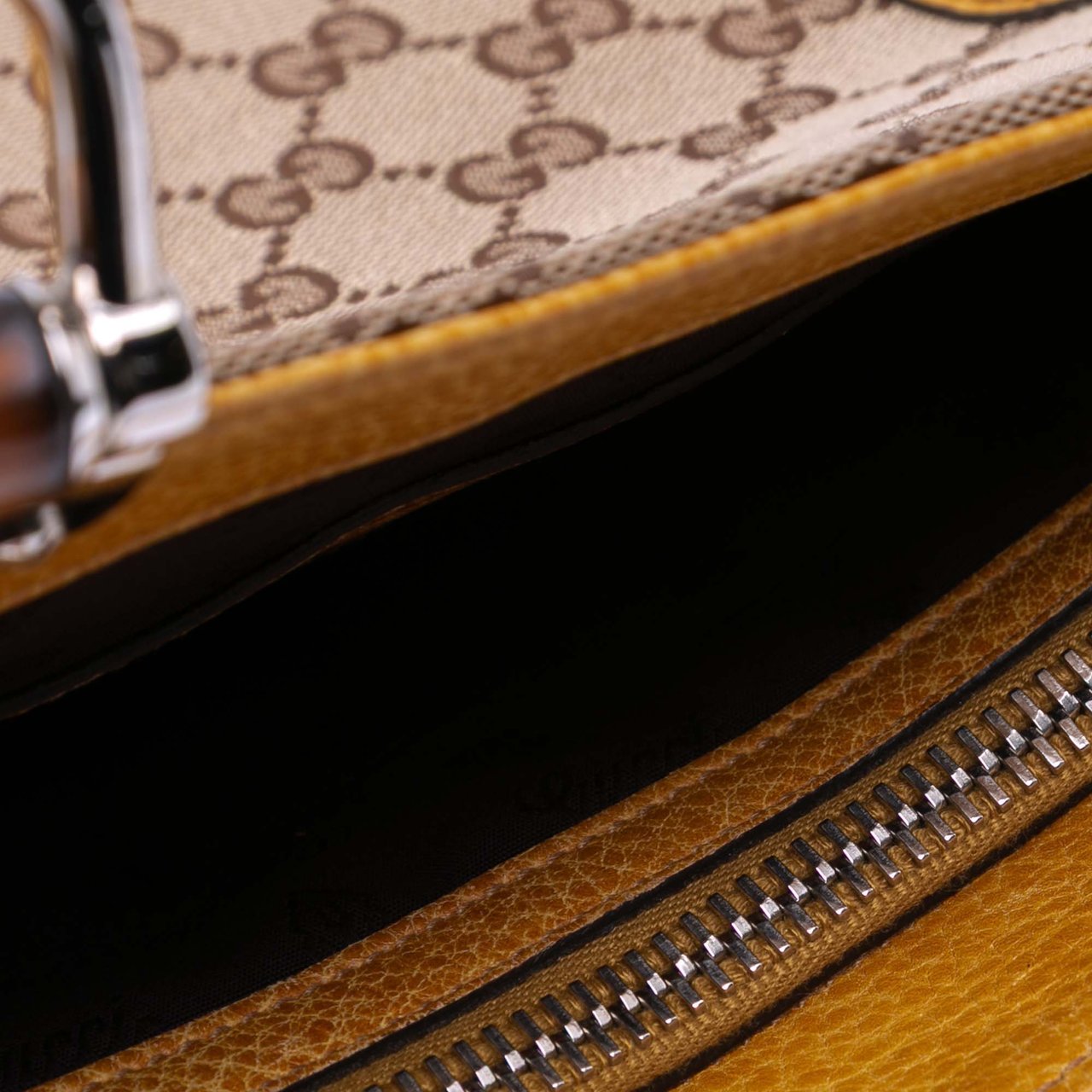 Gucci Medium GG Canvas Bamboo Libeccio Tote Bruin
