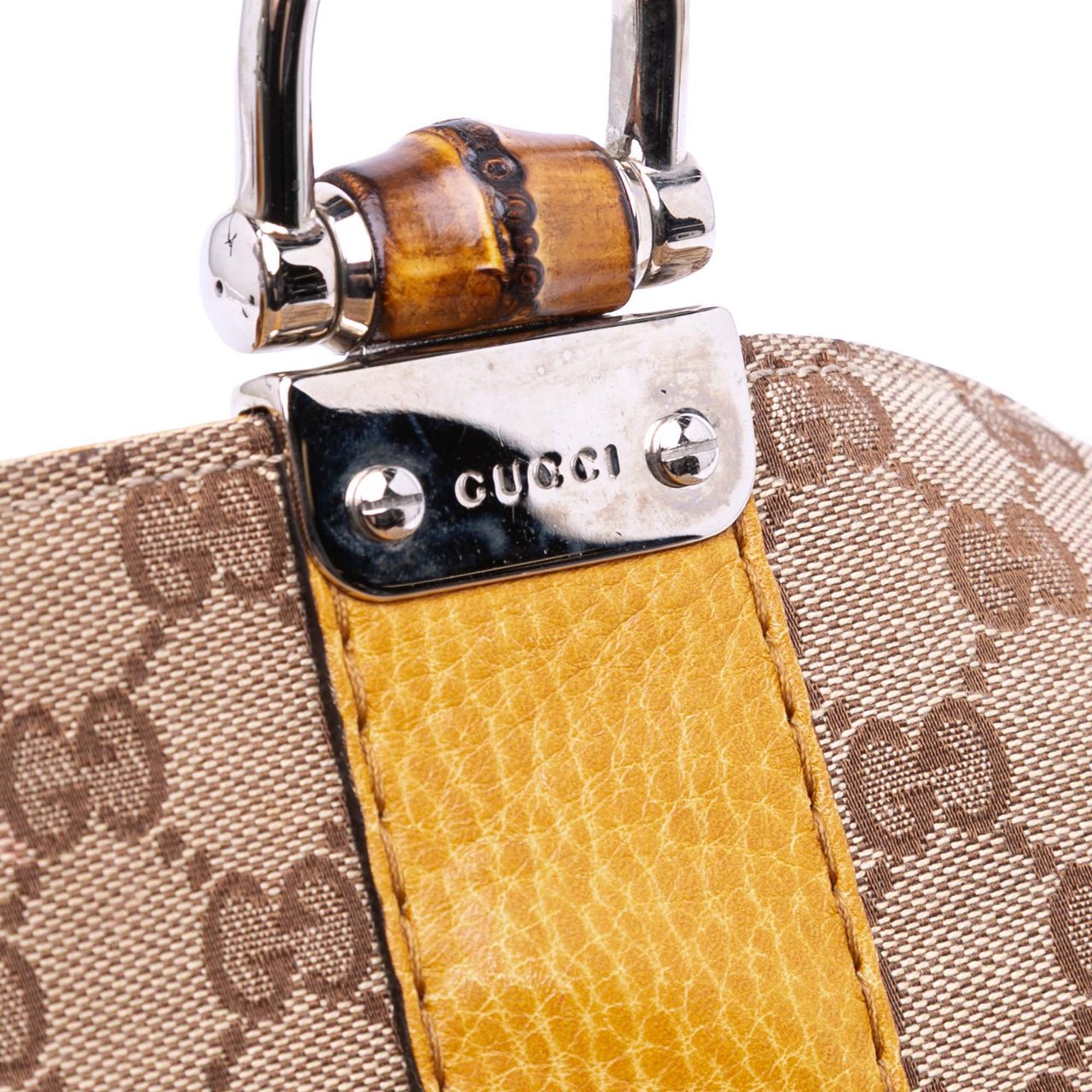 Gucci Medium GG Canvas Bamboo Libeccio Tote Bruin
