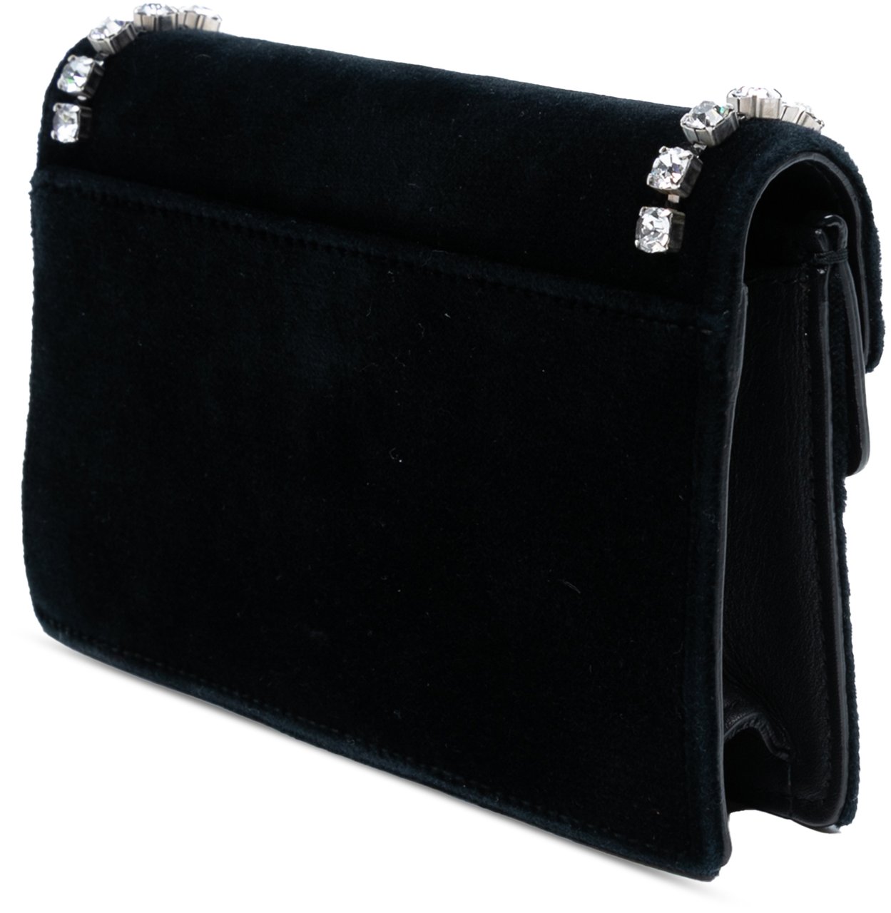 Gucci Mini Crystal Embellished Velvet Dionysus Crossbody Zwart