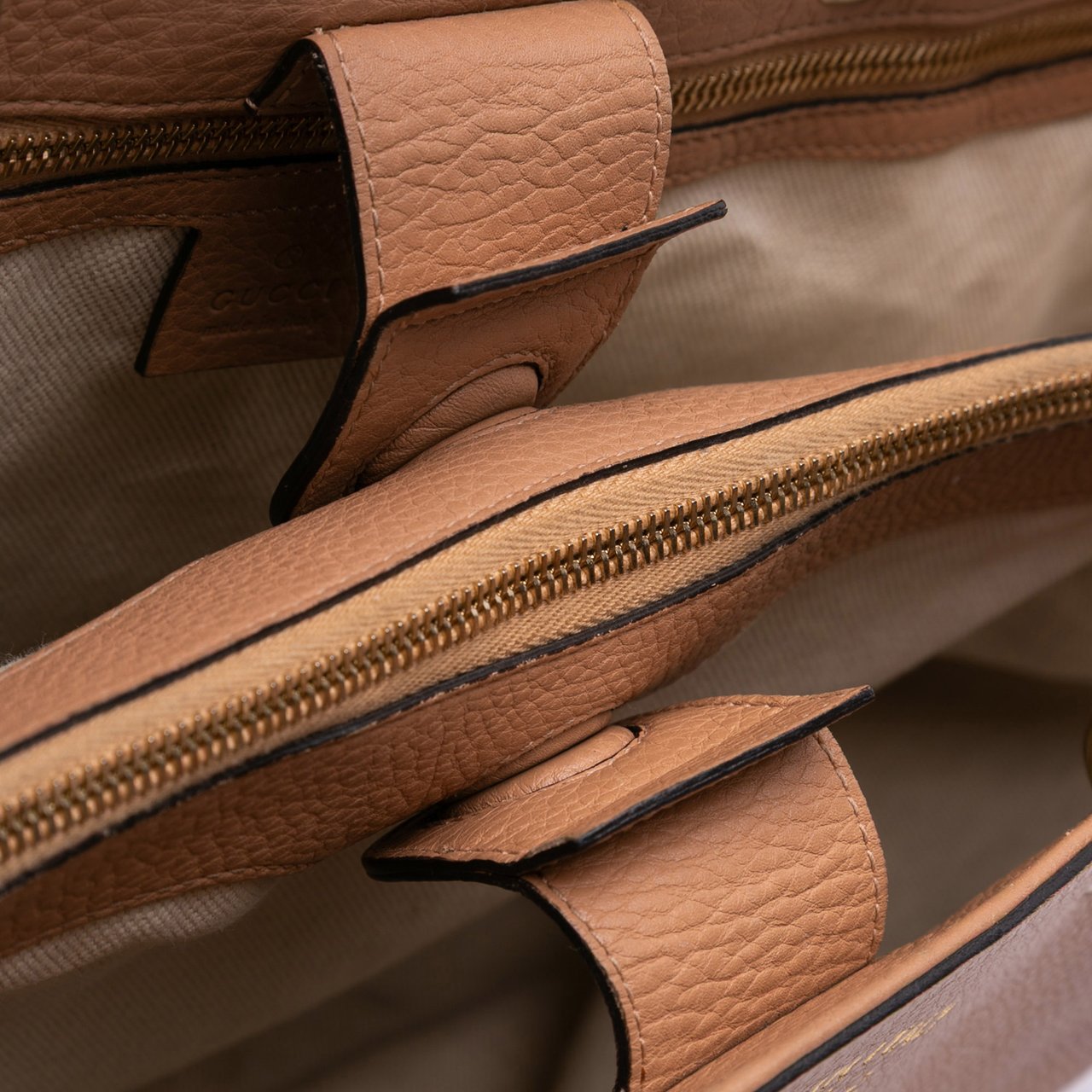 Gucci Large Calfskin Bamboo Shopper Satchel Bruin