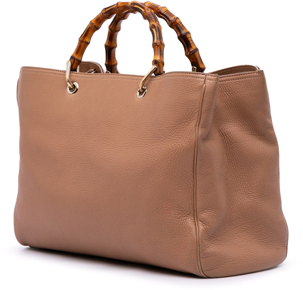 Gucci Large Calfskin Bamboo Shopper Satchel Bruin