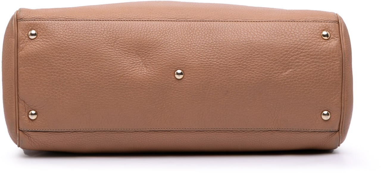 Gucci Large Calfskin Bamboo Shopper Satchel Bruin