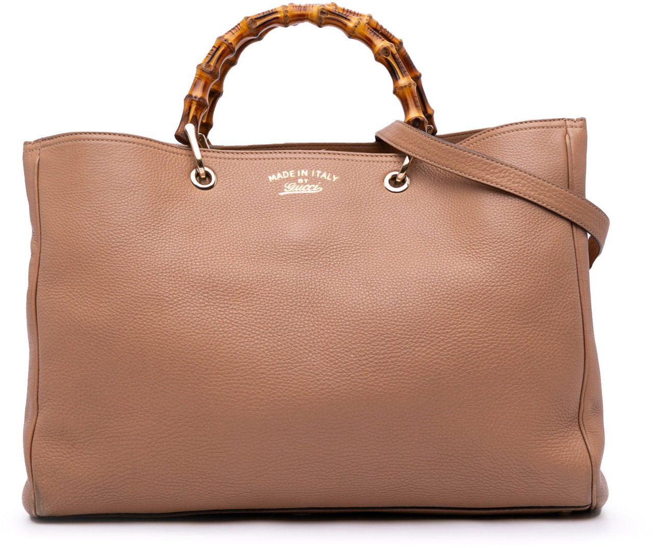 Gucci Large Calfskin Bamboo Shopper Satchel Bruin