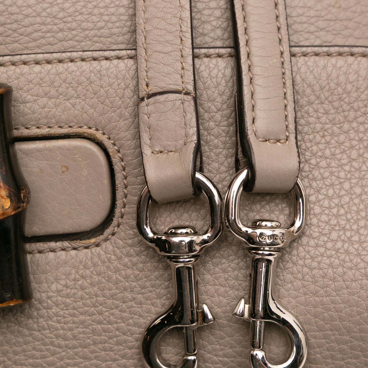 Gucci Small Leather Bamboo Daily Satchel Bruin