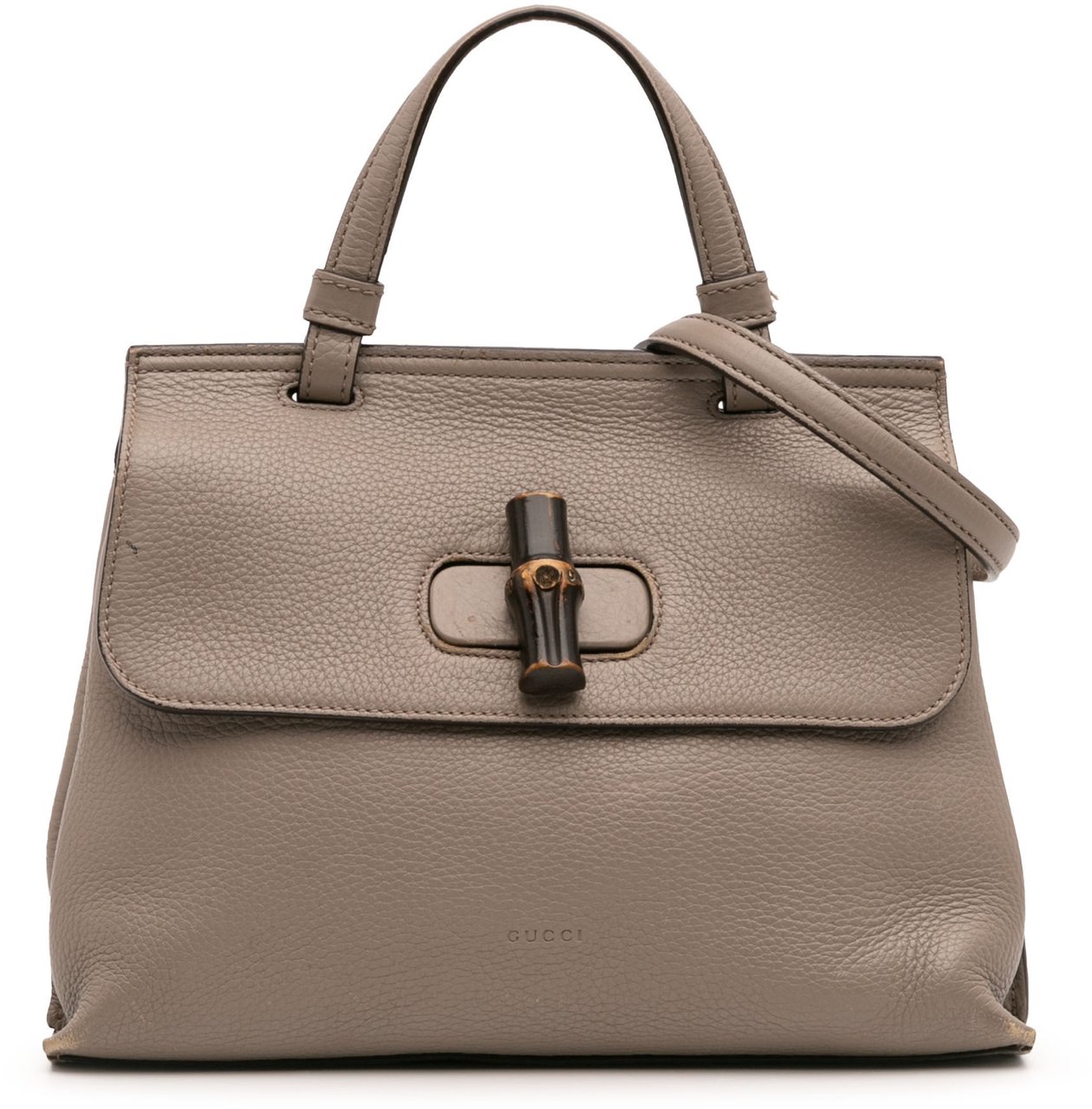 Gucci Small Leather Bamboo Daily Satchel Bruin