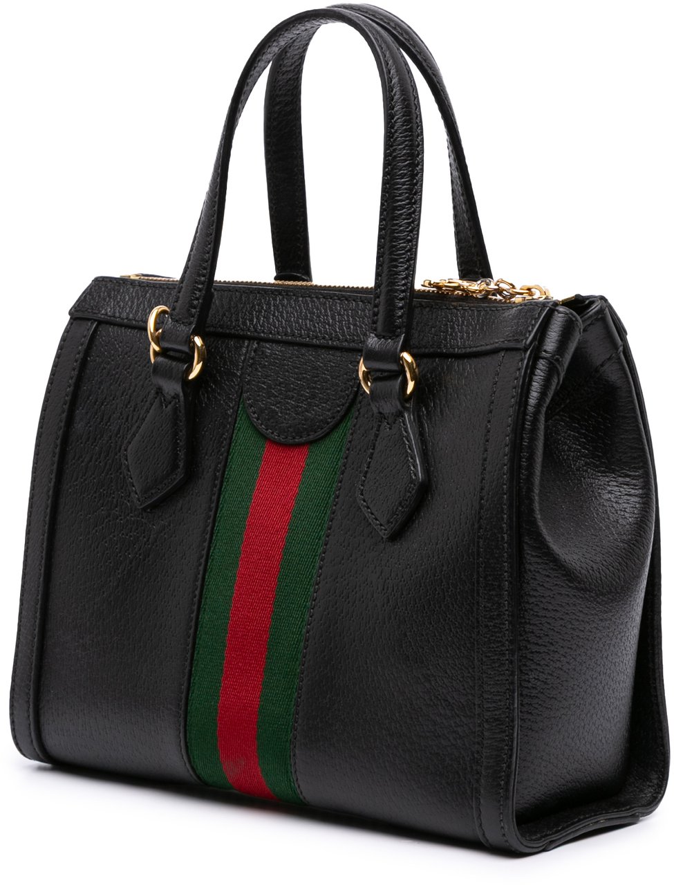 Gucci Small Leather Web Ophidia Satchel Zwart