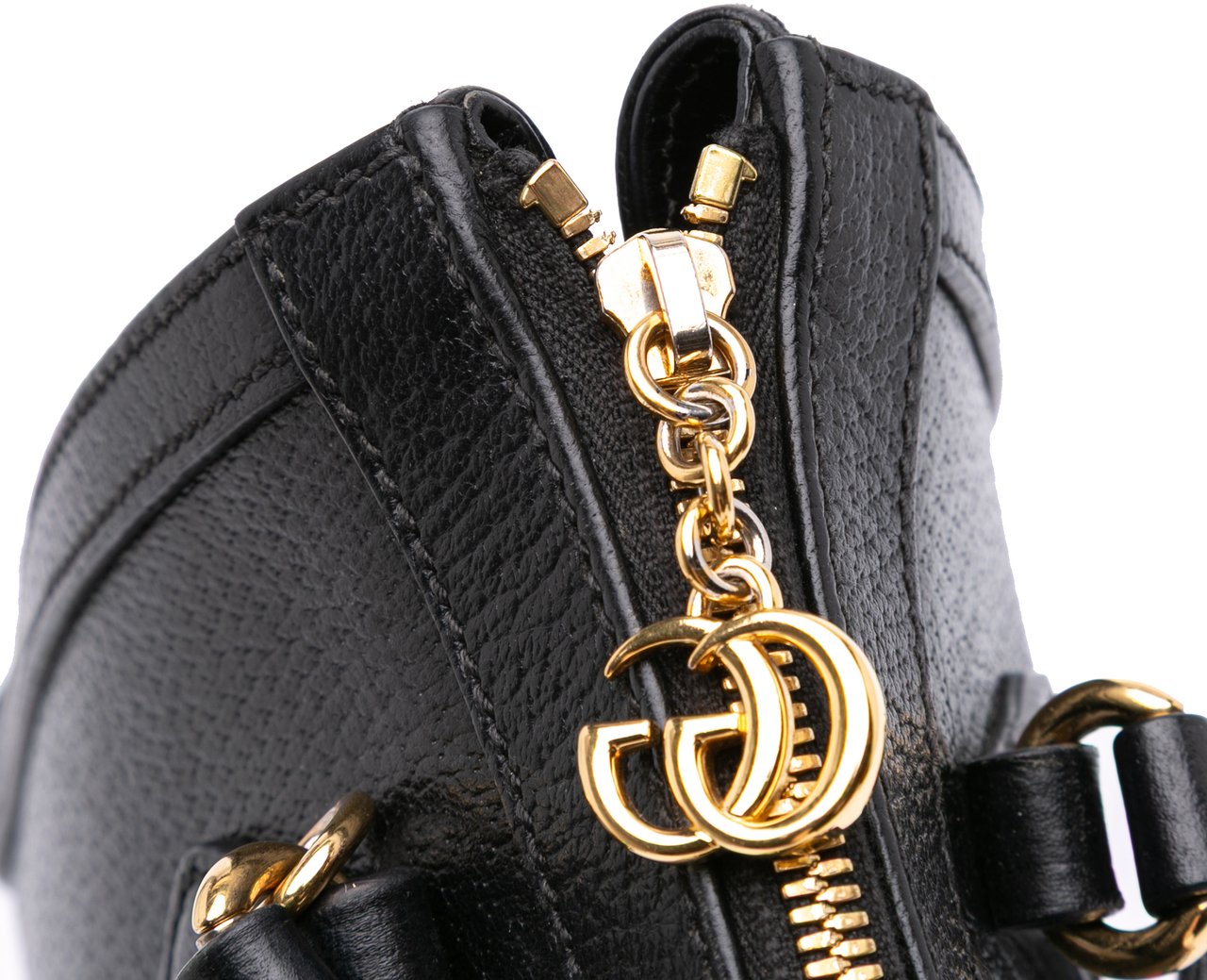 Gucci Small Leather Web Ophidia Satchel Zwart