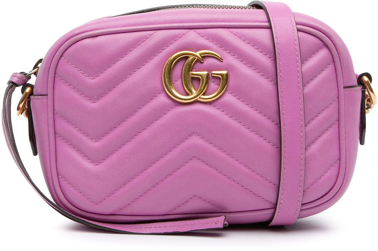 Gucci Mini GG Marmont Matelasse Leather Crossbody Roze