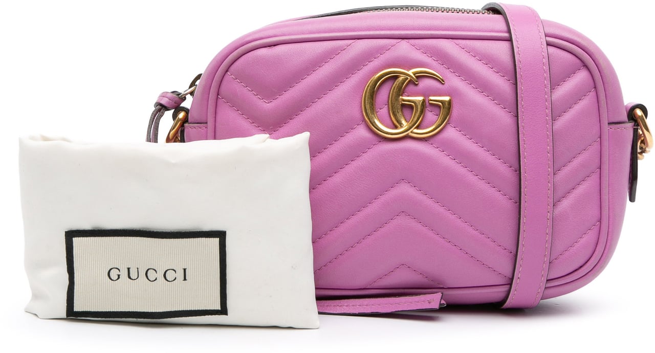 Gucci Mini GG Marmont Matelasse Leather Crossbody Roze