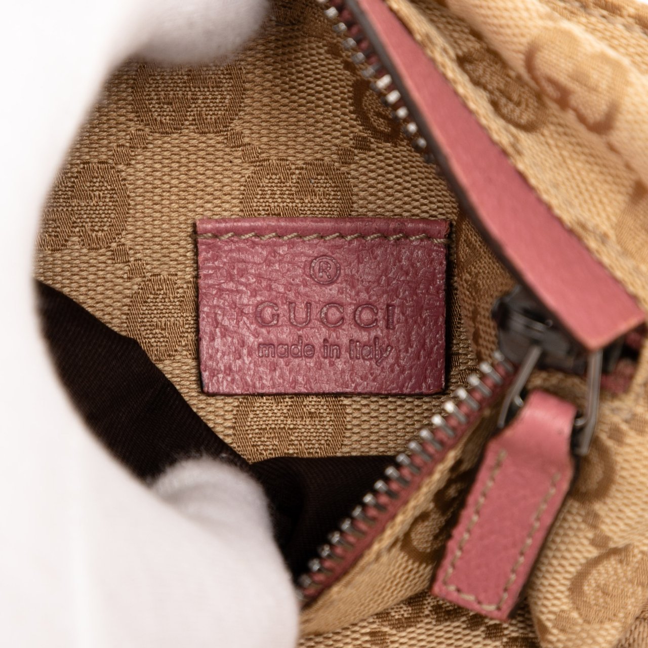 Gucci GG Canvas Web Double Pocket Belt Bag Bruin