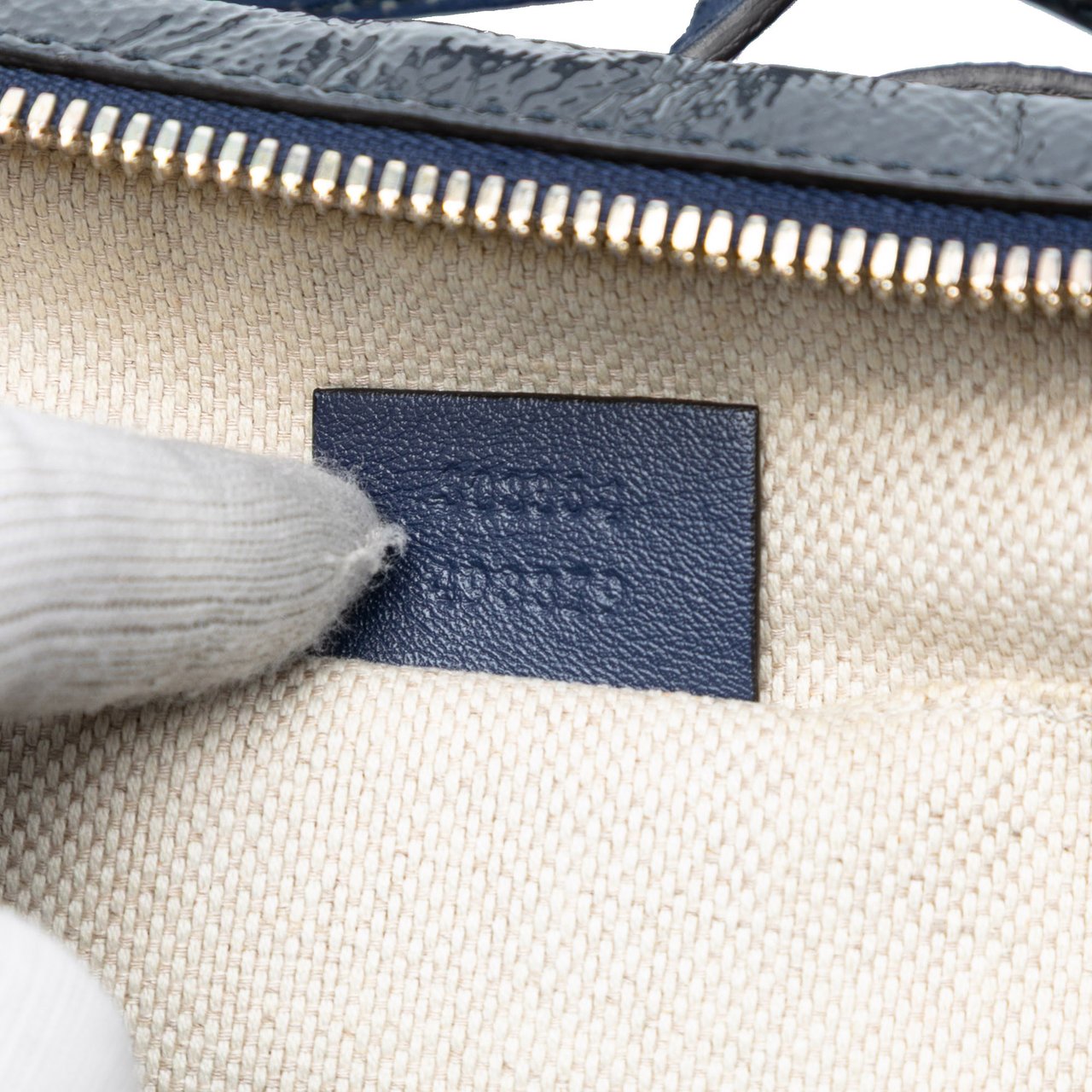 Gucci Patent Soho Disco Crossbody Blauw