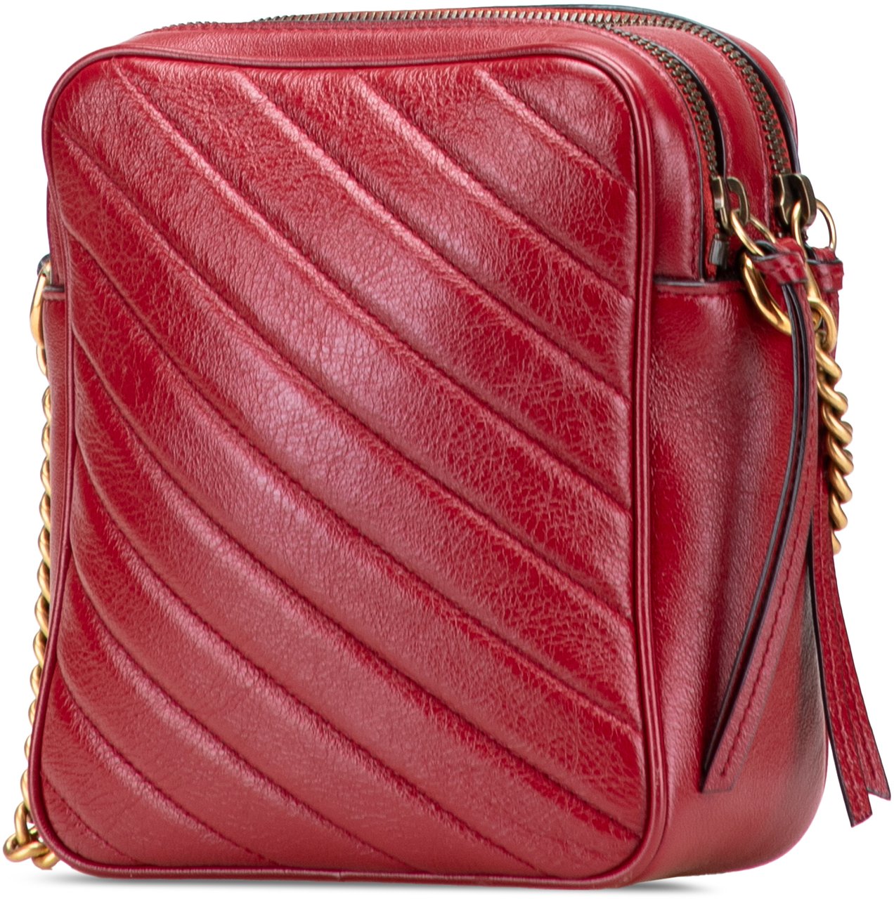 Gucci GG Marmont Matelasse Leather Double Zip Crossbody Rood