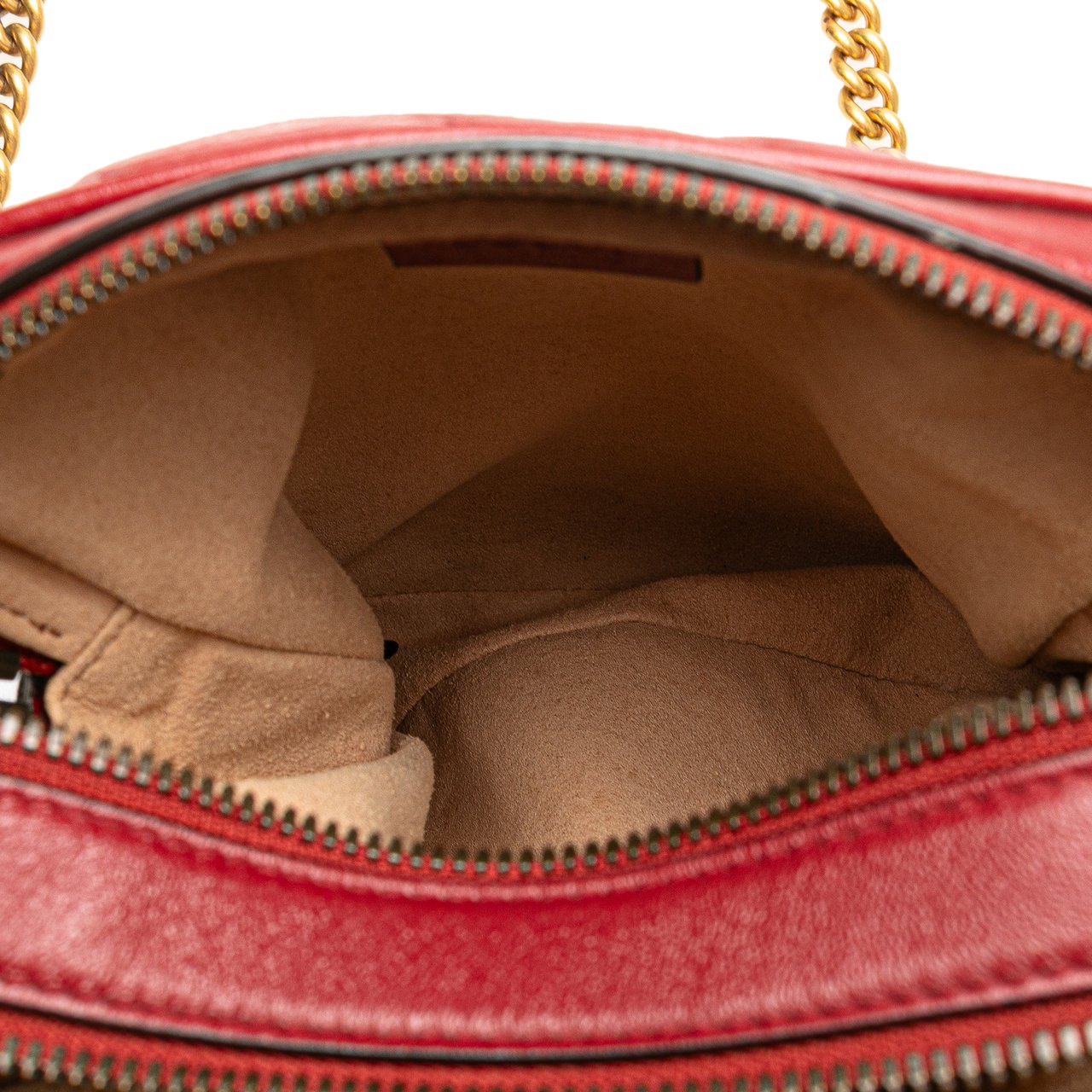 Gucci GG Marmont Matelasse Leather Double Zip Crossbody Rood