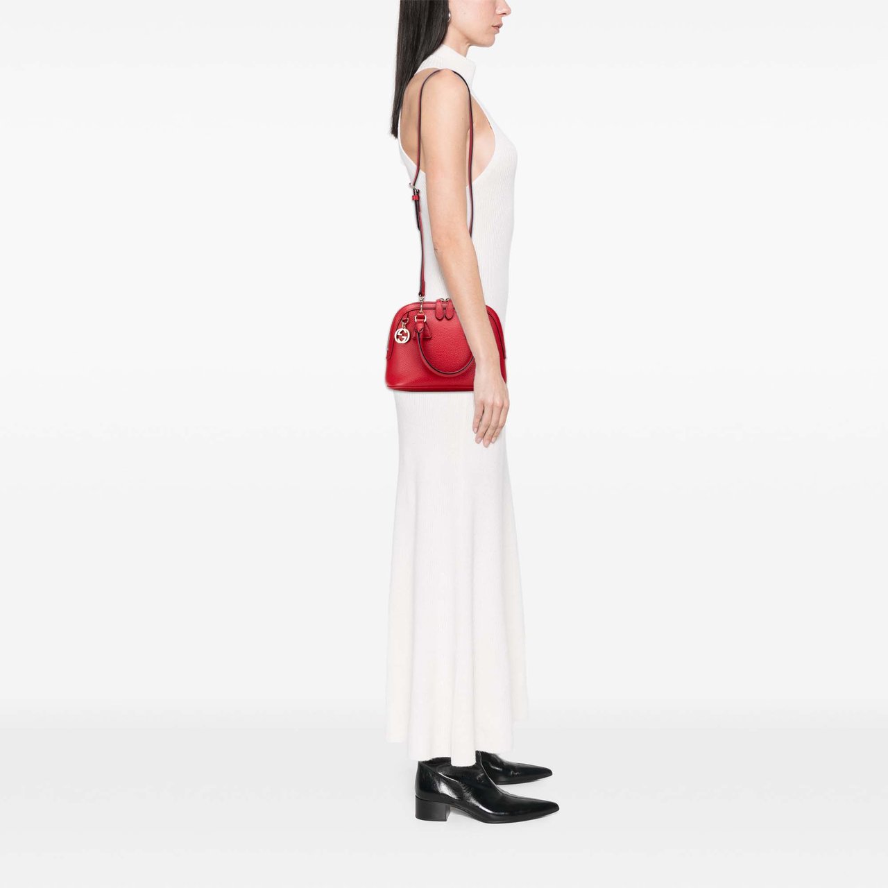 Gucci Mini Leather GG Charm Dome Satchel Rood
