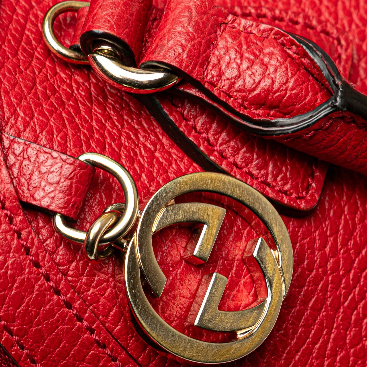 Gucci Mini Leather GG Charm Dome Satchel Rood