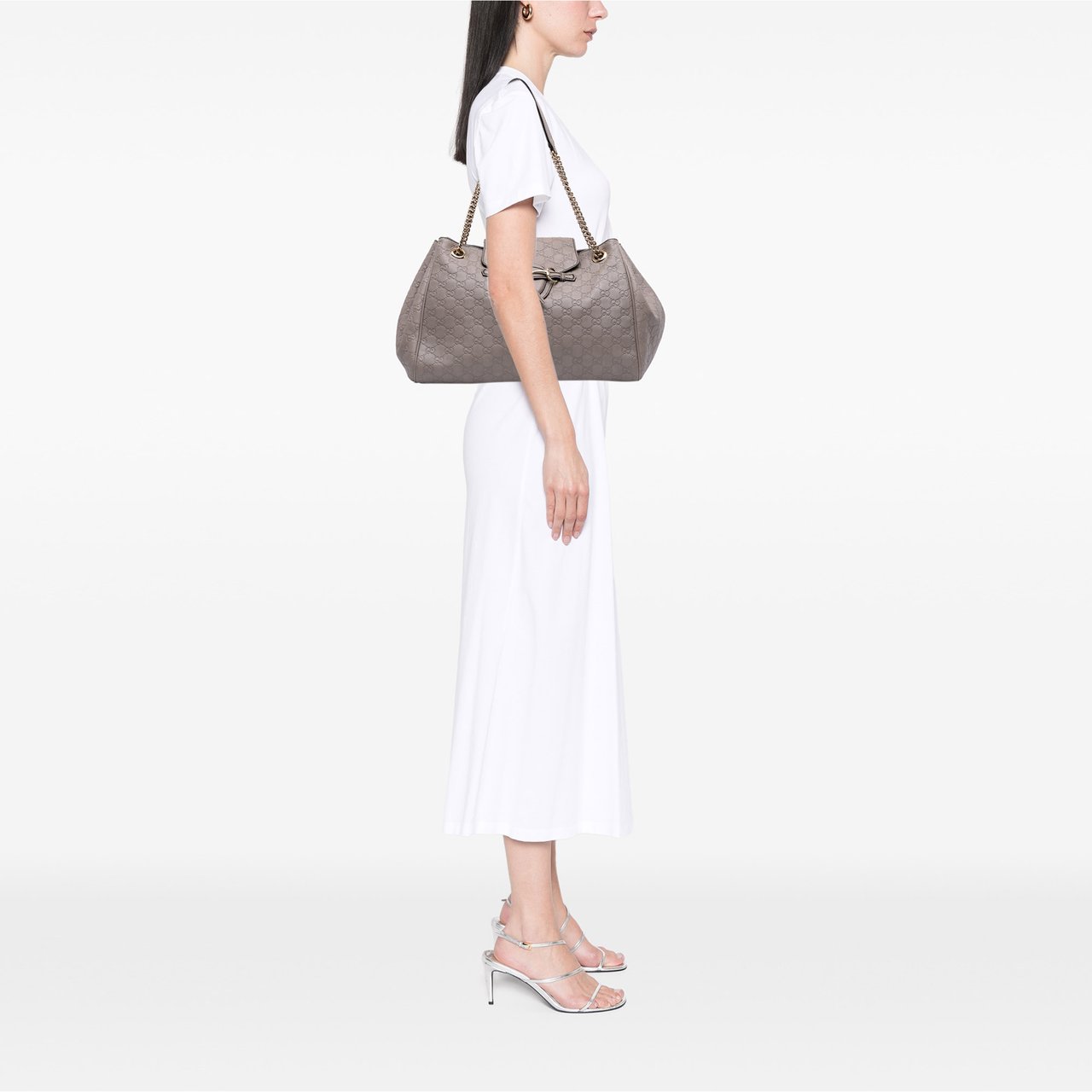 Gucci Large Guccissima Emily Chain Shoulder Bag Grijs
