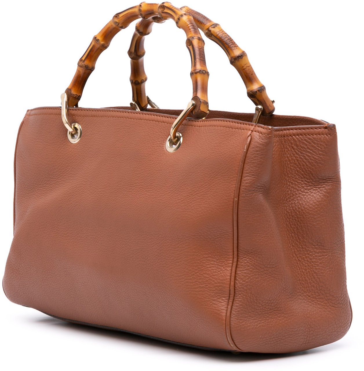 Gucci Medium Calfskin Bamboo Shopper Satchel Bruin