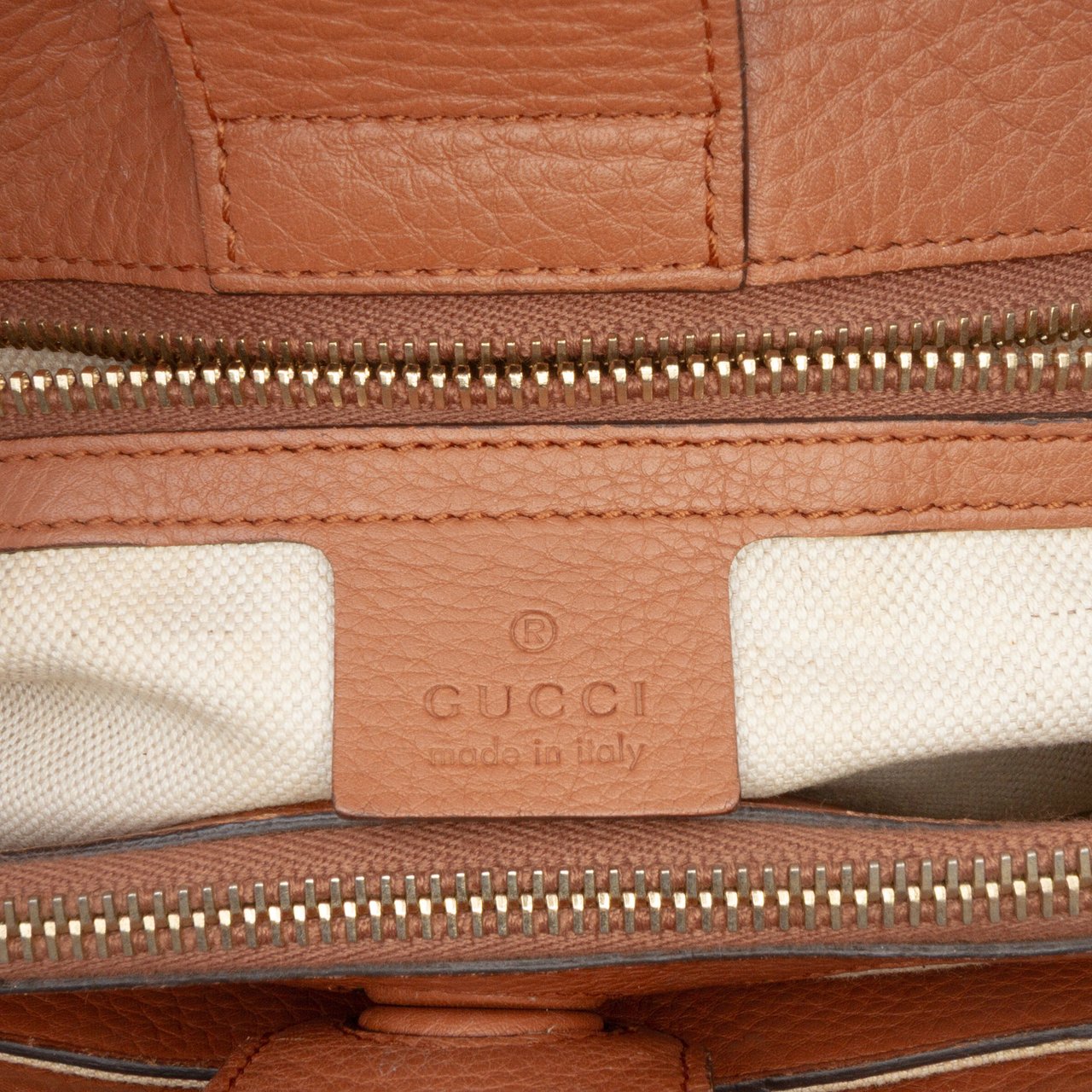 Gucci Medium Calfskin Bamboo Shopper Satchel Bruin