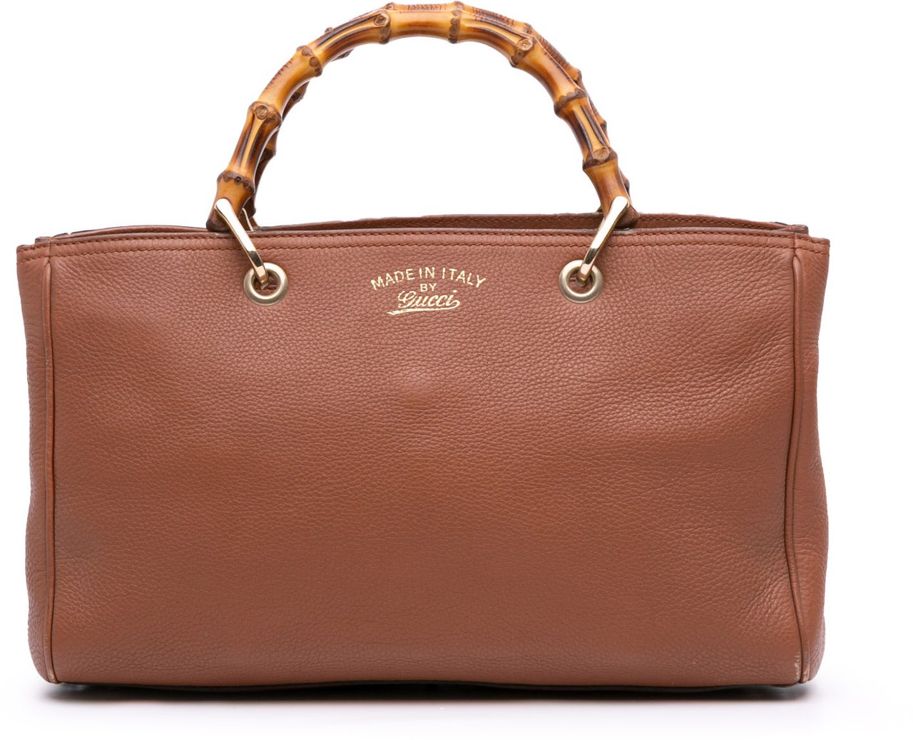 Gucci Medium Calfskin Bamboo Shopper Satchel Bruin