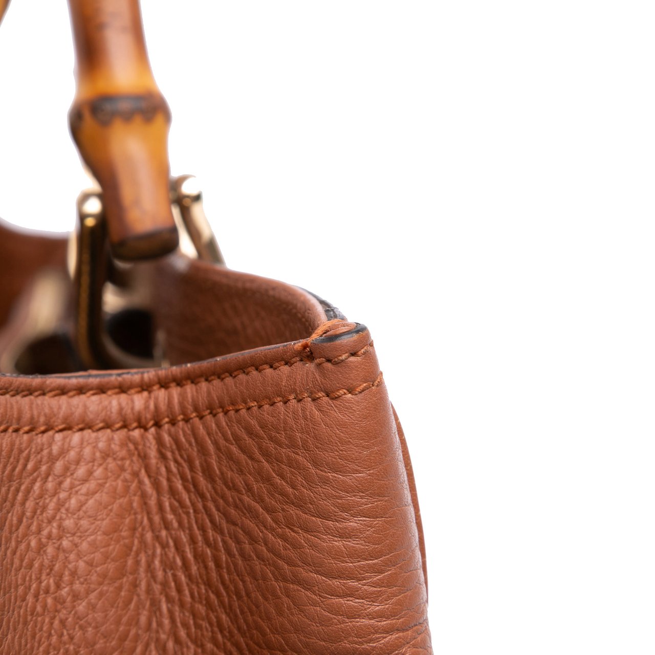 Gucci Medium Calfskin Bamboo Shopper Satchel Bruin