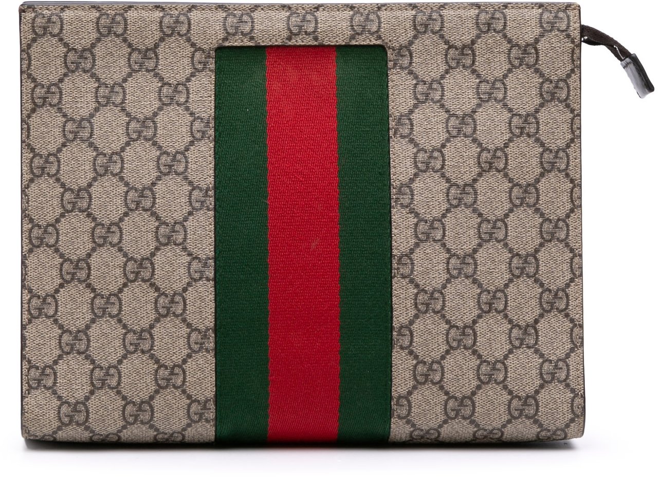 Gucci GG Supreme Web Clutch Bruin