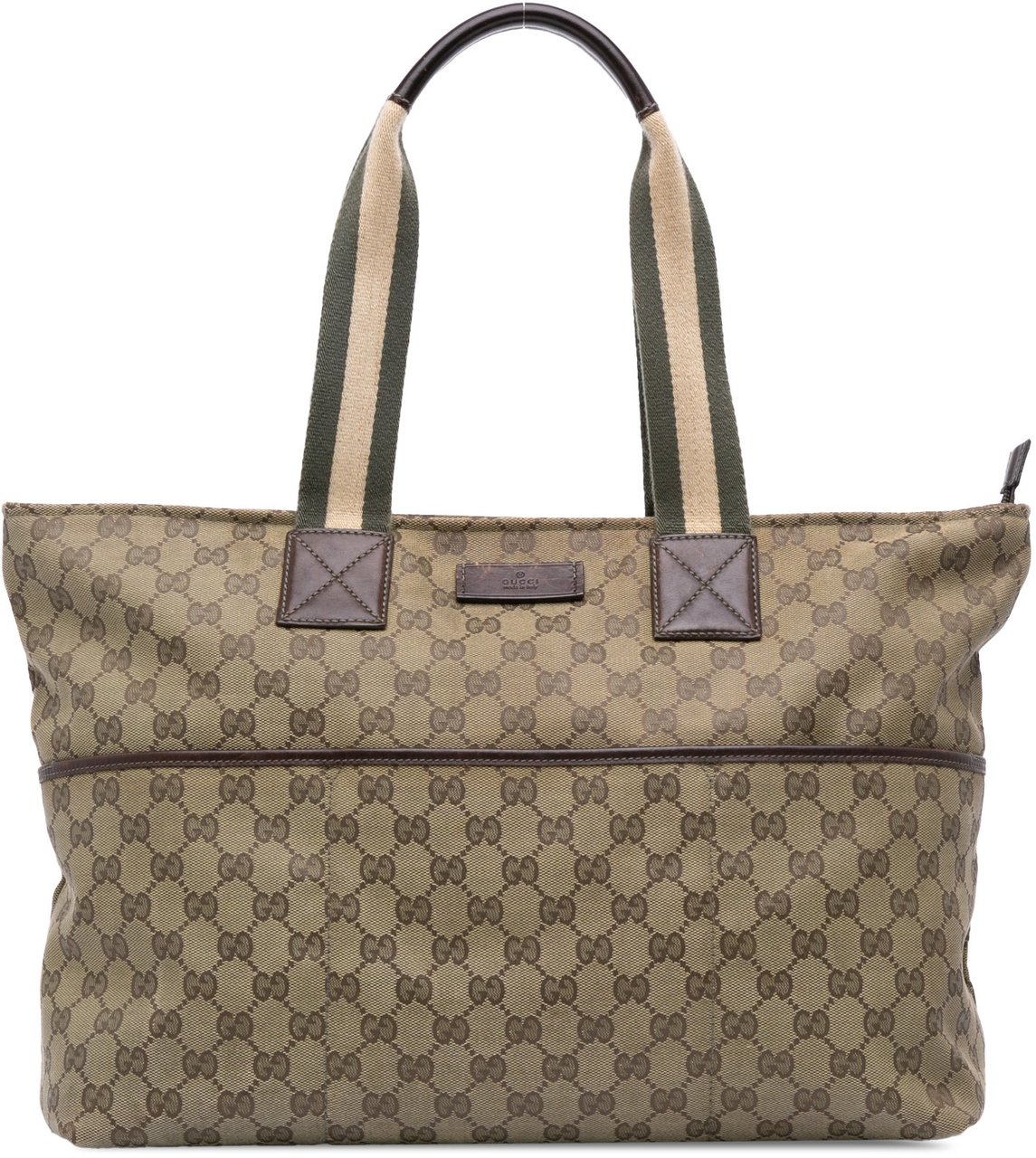 Gucci GG Canvas Web Tote Bruin