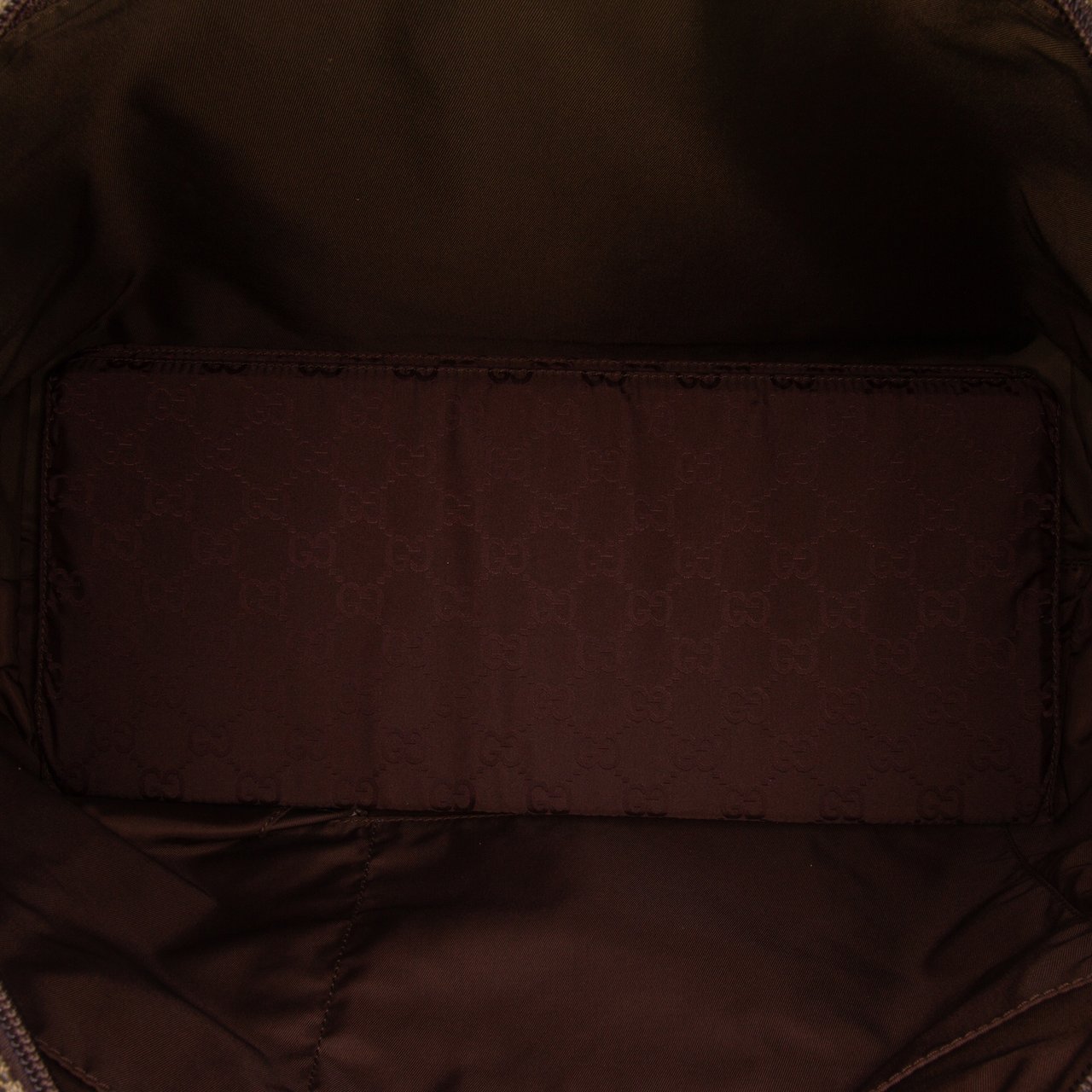 Gucci GG Canvas Web Tote Bruin